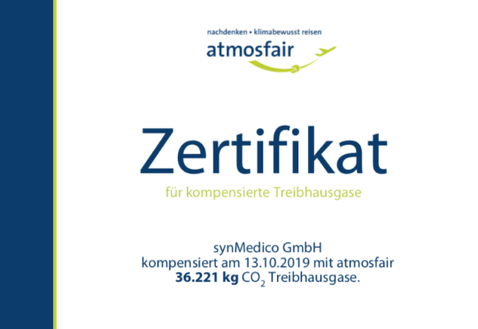 Zertifikat atmosfair - Klimaschutz synMedico
