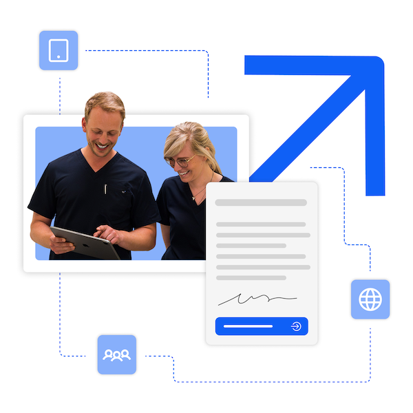 Zahnarzt nutzt auf einem iPad die infoskop-Suite